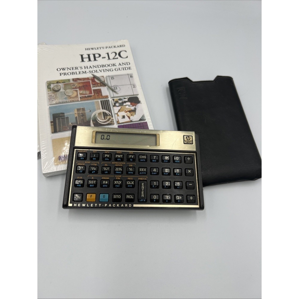 Vintage HP 12C Financial Calculator w Original Cover MADE IN USA Hewlett Packard